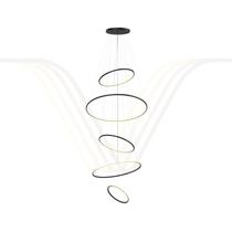 Lustre Pendente Anel de Led Hoop 5 Argolas Aros em Alumínio 175W - 120x100x80x60x40cm - Luz Interna