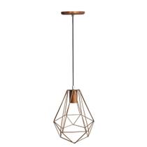 Lustre Pendente Aramado Diamante Cobre P/ 1 Lâmpada Enerlux