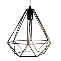 Lustre Pendente Aramado Diamante Grande Preto