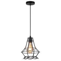 Lustre Pendente Aramado Diamante Retrô Industrial Preto INL31