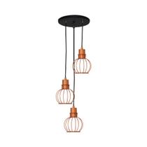 Lustre Pendente Aramado MINI Esfera 3Lamp E27 Preto/Cobre - 3008/3 PT/CB