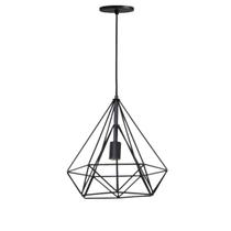 Lustre Pendente Aramado Mini Pirâmide Preto - Mundial Luz