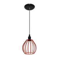 Lustre Pendente Aramado no Modelo Balão - Cor Vermelho