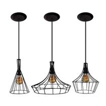 Lustre pendente aramado preto 03 un