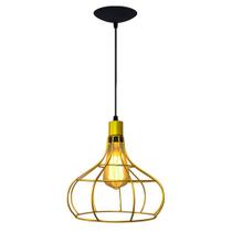 Lustre Pendente Aramado Retrô Luminária Balão Dourado
