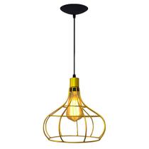 Lustre Pendente Aramado Retrô Luminária Balão Dourado