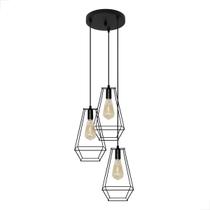 Lustre Pendente Aramado Soft Triplo Canopla Redonda - Preto Lustre Pendente Aramado Soft Triplo Canopla Redonda - Preto