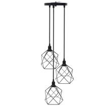 Lustre Pendente Aramado Triplo Cálice Cabo Regulável Luminária Agp Ilumini Retro