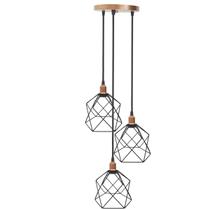 Lustre Pendente Aramado Triplo Cálice Cobre Rose Gold/Preto Cabo Regulável Luminária Agp Ilumini Lustre Pendente Aramado Triplo Cálice Cobre Rose Gold/Preto Cabo Regulável Luminária Agp Ilumini