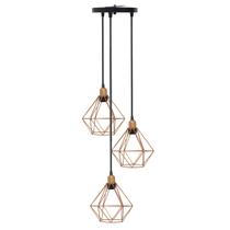 Lustre Pendente Aramado Triplo Diamante Cobre Rose Gold Cabo Regulável Luminária Agp Ilumini Retro Lustre Pendente Aramado Triplo Diamante Cobre Rose Gold Cabo Regulável Luminária Agp Ilumini Retro