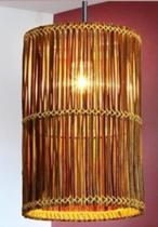 Lustre pendente artesanal rustico em fibra natural ref: l8018s