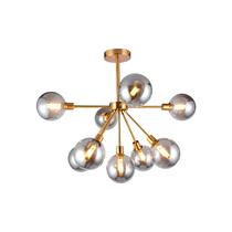 Lustre Pendente Astro Sputnik 9XG9 Globo De Vidro Fume Dourado Bivolt Para Sala De Jantar