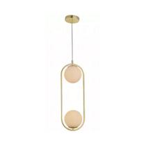 Lustre Pendente Avant Perola Arco Duo 2xG45 Ouro Brilho Lustre Pendente Avant Perola Arco Duo 2xG45 Ouro Brilho