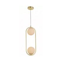 Lustre Pendente Avant Perola Arco Duo 2xG45 Ouro Brilho Lustre Pendente Avant Perola Arco Duo 2xG45 Ouro Brilho