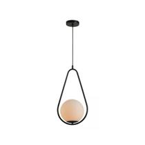 Lustre Pendente Avant Perola Gota 1xG45 Preto Fosco