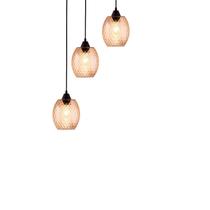 Lustre Pendente Badih PP Boreal Conhaque Triplo 3xE27 Bivolt Taschibra