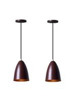 Lustre Pendente Bala Alumínio P Marrom - Kit 2 Unidades