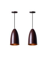 Lustre Pendente Bala M Marrom Aluminio - Kit 2 Unidades