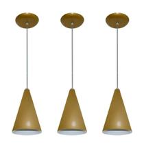Lustre pendente Balcão cozinha Dourado 03 un