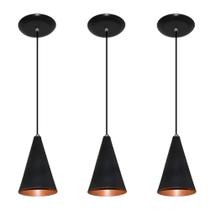 Lustre pendente Balcão cozinha Preto Cobre 03 un