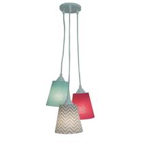 Lustre Pendente Bebê Cacho Chevron Cinza, Verde Água E Pink