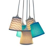 Lustre Pendente Bebê Chevron Crie Casa Cinza e Turquesa