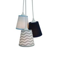 Lustre Pendente Bebê Menino Crie Casa Chevron e Azul Poá