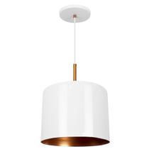Lustre Pendente Bilboquê Grande Branco com Cobre
