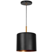 Lustre Pendente Bilboquê Medio Preto com Cobre