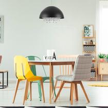 Lustre Pendente Bivolt Meia Lua com Pingentes Bronzearte