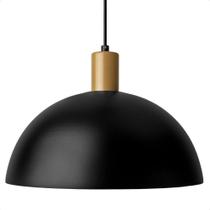 Lustre Pendente Blumenau Bia Meia Lua E27 Bivolt Preto Com Dourado