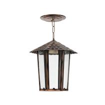 Lustre Pendente Blumenau Colonial Sextavado Vidro Liso Cobre E27 Bivolt