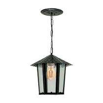 Lustre Pendente Blumenau Colonial Sextavado Vidro Liso E27 Bivolt Preto Fosco Lustre Pendente Blumenau Colonial Sextavado Vidro Liso E27 Bivolt Preto Fosco