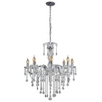 Lustre Pendente Blumenau Cristal Clássico 8 Braços Transparente E14 Bivolt