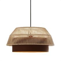 Lustre Pendente Blumenau Gaia Macramê 50cm E27 Bivolt Marrom Gold Com Bege Lustre Pendente Blumenau Gaia Macramê 50cm E27 Bivolt Marrom Gold Com Bege