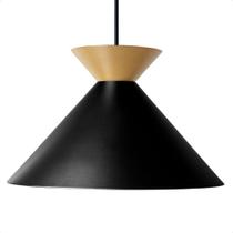 Lustre Pendente Blumenau Guto Minimalista E27 Bivolt Preto Com Dourado