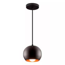 Lustre Pendente Bola Black Quarto & Sala Cúpula Aço Startec