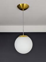 Lustre Pendente Bola Dourado 20cm Vidro Fosco 338/20