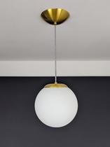 Lustre Pendente Bola Dourado 30cm Vidro Fosco 328/30