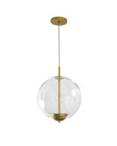 Lustre Pendente Bola Globo Vidro Transparente 30cm Dourado 432