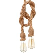 Lustre Pendente Bravalumi Corda Rustic Duplo E27 Bivolt