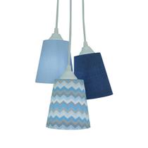 Lustre Pendente Cacho Menino Azul Chevron e Jeans