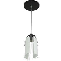 Lustre Pendente Calha Preta De Vidro 1 Mt De Fio