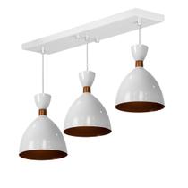 Lustre Pendente Califórnia Triplo Base Retangular Branco