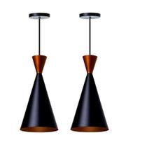 Lustre Pendente Canadá Preto Topo Cobre - Kit 2 Unidades