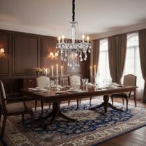 Lustre Pendente Candelabro 5 Braços Cristal Maria Tereza