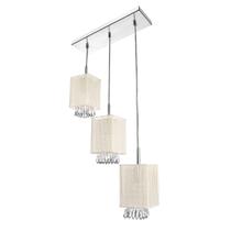 Lustre Pendente Cganza Triplo Quadrado Para Sala Bege