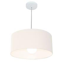 Lustre Pendente Cilíndrico 4052 Cúpula em Tecido 50x21cm Branco - Bivolt