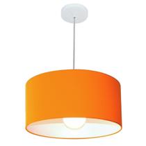 Lustre Pendente Cilíndrico 4052 Cúpula em Tecido 50x21cm Laranja - Bivolt