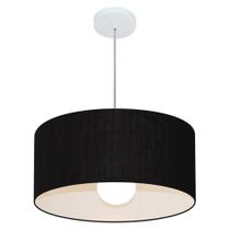 Lustre Pendente Cilíndrico 4052 Cúpula em Tecido 50x21cm Preto - Bivolt